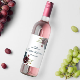 Étiquette Pour Bouteilles De Vin Bourgogne & Fleurs de marine Mariage de bois rusti