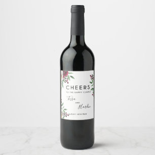 Étiquette Pour Bouteilles De Vin Bourgogne Floral Mariage Étiquette de bouteilles d