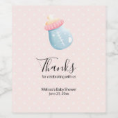 Étiquette Pour Bouteilles De Vin Bouteille Bleu & Rose Bébé Merci mou (Étiquettes simples)