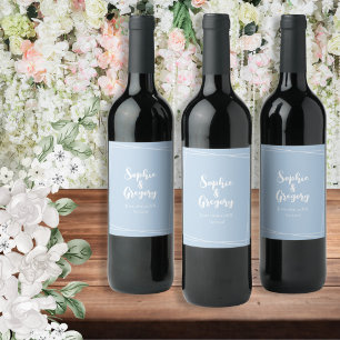 Étiquette Pour Bouteilles De Vin Bouteille de boissons de mariage élégante bleu cla