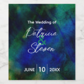 Étiquette Pour Bouteilles De Vin Bouteille de Mariage Abstrait Artistique bleu fonc (Étiquettes simples)