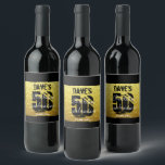 Étiquette Pour Bouteilles De Vin Bouteille moderne Black Gold 50th Birthday Party<br><div class="desc">Black Gold moderne 50e Anniversaire Fête Favoriser vin bouteille Étiquettes</div>