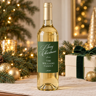Étiquette Pour Bouteilles De Vin Bouteille personnalisée Joyeux Noël vert