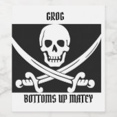 ÉTIQUETTE POUR BOUTEILLES DE VIN BOUTEILLE PIRATE GROG (Étiquettes simples)