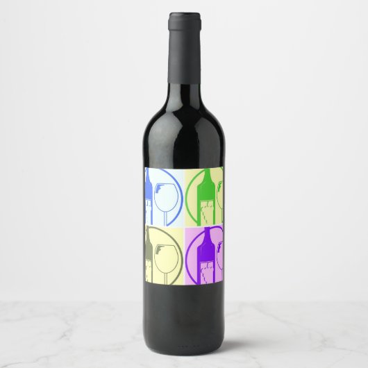 Étiquette Pour Bouteilles De Vin Bouteilles et gobelets à vin Pop Art (Devant)