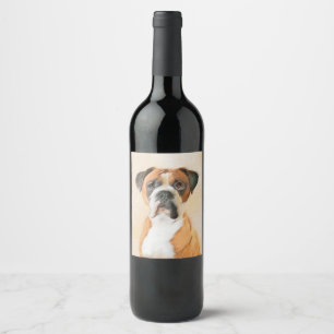Étiquette Pour Bouteilles De Vin Boxer Dog Peinture Non Décroché Art animal origina