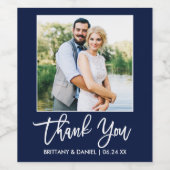 Étiquette Pour Bouteilles De Vin Bracelet Script Mariage Merci photo bleu (Étiquettes simples)