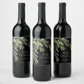 Étiquette Pour Bouteilles De Vin Branches Baies Noël Fêtes Noir (Bouteilles)
