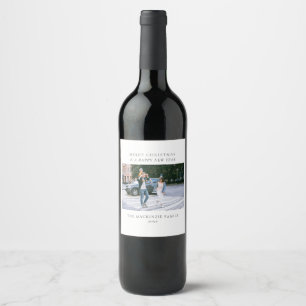 Étiquette Pour Bouteilles De Vin Branches de houx personnalisées de Noël pour photo