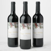 Étiquette Pour Bouteilles De Vin Branches de pin enneigées Noël (Bouteilles)