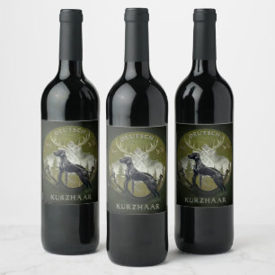 Étiquette Pour Bouteilles De Vin Braque allemand à poil court , logo de chasse