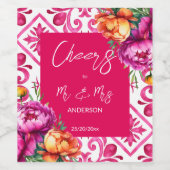 Étiquette Pour Bouteilles De Vin Bravo à m et mme fuchsia tuiles oranges (Étiquettes simples)