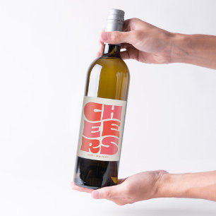 Étiquette Pour Bouteilles De Vin Bravo amusant rouge rouge rose rétro Nouvel An