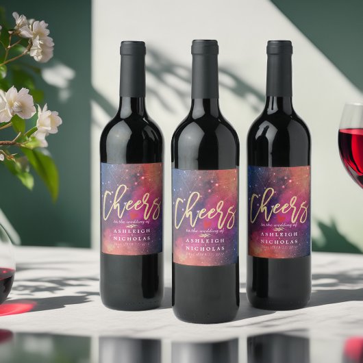 Étiquette Pour Bouteilles De Vin Bravo Aux Constellations De Nebula Galaxy Mariage
