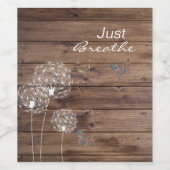 Étiquette Pour Bouteilles De Vin Breathe Dandelions Butterfly Wood (Étiquettes simples)