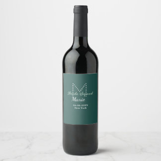 Étiquette Pour Bouteilles De Vin Bride squad add name monogram bridesmaid blue
