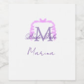 Étiquette Pour Bouteilles De Vin Bride tribe monogram purple ruffle pink border spa (Étiquettes simples)