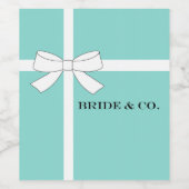 Étiquette Pour Bouteilles De Vin BRIDE Turquoise Bleu Et Blanc Bow Tiara Party (Étiquettes simples)