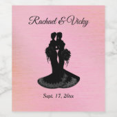 Étiquette Pour Bouteilles De Vin Brides Mariage rose (Étiquettes simples)