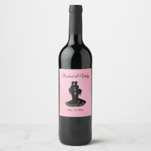 Étiquette Pour Bouteilles De Vin Brides Mariage rose