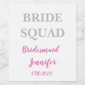 Étiquette Pour Bouteilles De Vin Bridesmaid Pink Nom personnalisé Mariage Bachelore (Étiquettes simples)