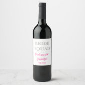 Étiquette Pour Bouteilles De Vin Bridesmaid Pink Nom personnalisé Mariage Bachelore (Devant)