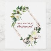 Étiquette Pour Bouteilles De Vin Bridesmaid White Roses (Étiquettes simples)