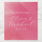Étiquette Pour Bouteilles De Vin Bright Boho Pink Ombre Cursive Nom Mariage (Étiquettes simples)