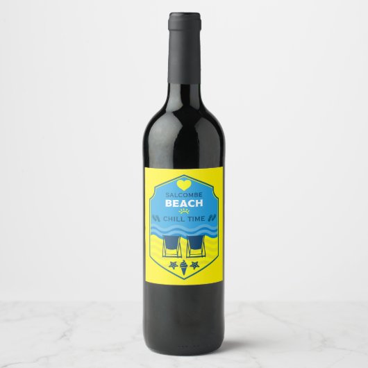 Étiquette Pour Bouteilles De Vin British Beach Theme Gift (Devant)