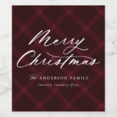 Étiquette Pour Bouteilles De Vin Brossé Bourgogne Plaid Joyeux Noël (Étiquettes simples)