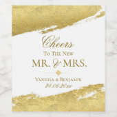 Étiquette Pour Bouteilles De Vin Brosse en feuille d'or trait élégant mariage moder (Étiquettes simples)