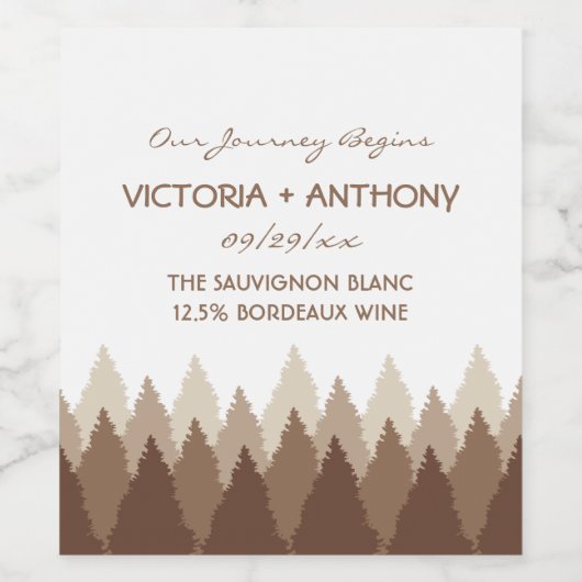 Étiquette Pour Bouteilles De Vin Brown Forest Range Mariage (Étiquettes simples)