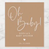 Étiquette Pour Bouteilles De Vin Brown Oh Baby Baby shower moderne Boho (Étiquettes simples)