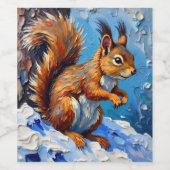 Étiquette Pour Bouteilles De Vin Brown Squirrel in the Snow (Étiquettes simples)