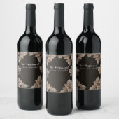 Étiquette Pour Bouteilles De Vin Brun foncé et feuilles de bronze Automne rustique (Bouteilles)