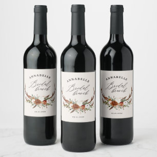 Étiquette Pour Bouteilles De Vin brunch botanique rustique de rouille noire
