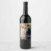 Étiquette Pour Bouteilles De Vin Brush Script Mariage Photo Love and Thanks Modern (Devant)