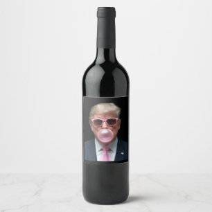Étiquette Pour Bouteilles De Vin Bubblegum Rose Trump Drôle Président USA