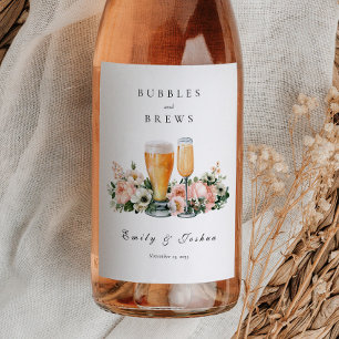 Étiquette Pour Bouteilles De Vin Bubbles and Brews Shower de Couple