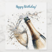 Étiquette Pour Bouteilles De Vin Bubbly champagne Joyeux anniversaire (Étiquettes simples)