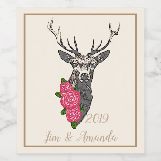 Étiquette Pour Bouteilles De Vin Buck & Buds BOHO Deer (Étiquettes simples)