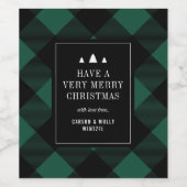 Étiquette Pour Bouteilles De Vin Buffalo Check Plaid Deep Turquoise Personnaliser C (Étiquettes simples)