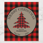 Étiquette Pour Bouteilles De Vin Buffalo Plaid Christmas Tree (Étiquettes simples)
