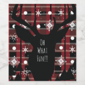 Étiquette Pour Bouteilles De Vin Buffalo Plaid Deer Snowflakes Noël (Étiquettes simples)