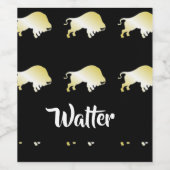 Étiquette Pour Bouteilles De Vin Buffle d'or sur noir (Étiquettes simples)