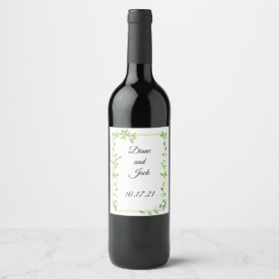 Étiquette Pour Bouteilles De Vin Bufs roses sur Mariage Ivy vert
