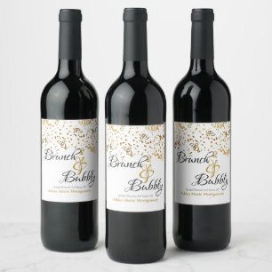 Étiquette Pour Bouteilles De Vin Bulles Élégantes pour Brunch de Mariage avec Confe