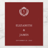 Étiquette Pour Bouteilles De Vin Burgundy Crest Wedding Custom Initials (Étiquettes simples)