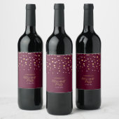Étiquette Pour Bouteilles De Vin Burgundy & Gold Hexagon Confetti Retraite Party (Bouteilles)