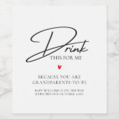 Étiquette Pour Bouteilles De Vin Buvez ceci pour moi Funny Baby Faire-part (Étiquettes simples)